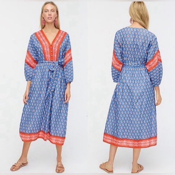 J.Crew V-neck cover-up dress in classic block print - Picture 1 of 8